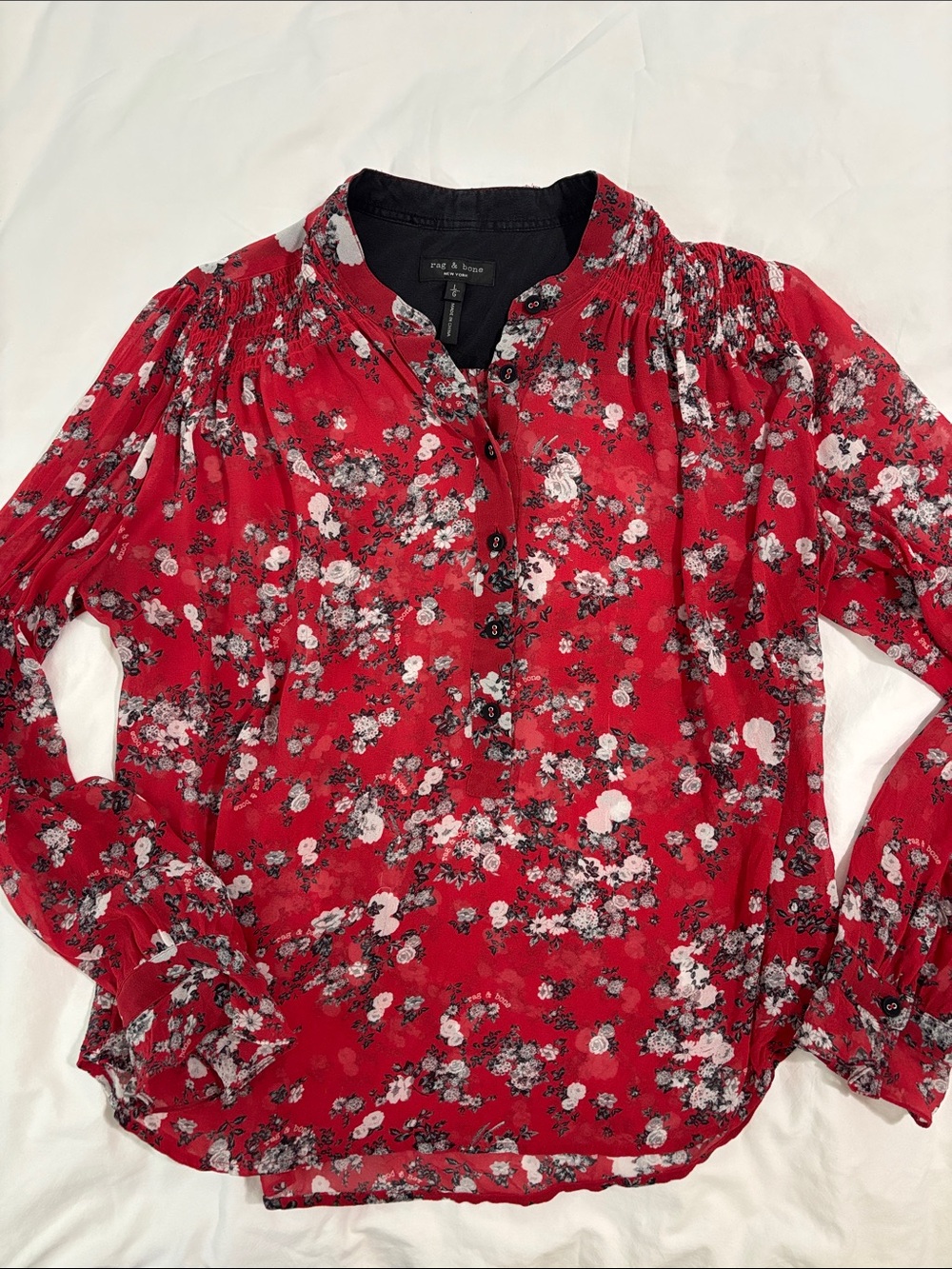 rag & bone Red Floral Button-Front Blouse